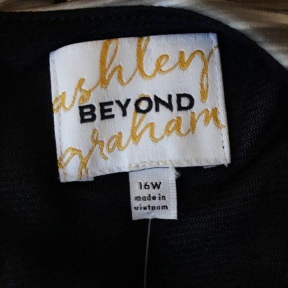 Ashley Graham Top Scuba Crop Tank Sleeveless Ombre Striped Black Sz 16W - Picture 5 of 11